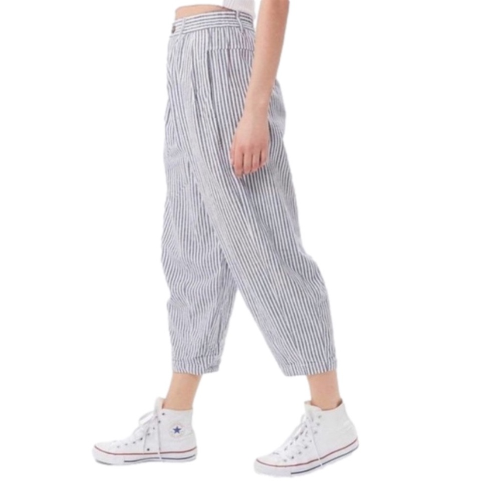 Urban Outfitters BDG Baggy Barrel Pants Womens Medium High Waisted Ankle Striped